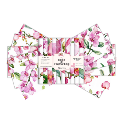 Papier do scrapbookingu 15x15 cm 200 g 10 wzorów Storczyk MaDam Creative