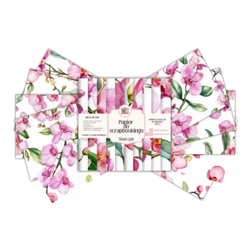 Papier do scrapbookingu 15x15 cm 200 g 10 wzorów Storczyk MaDam Creative