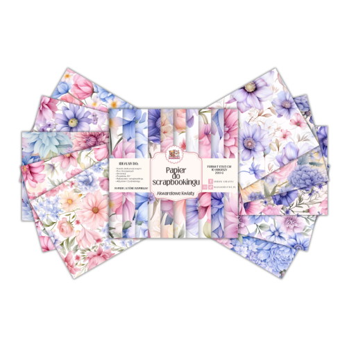 Papier do scrapbookingu 15x15 cm 200 g 10 wzorów Pastelowe Akwarelowe Kwiaty MaDam Creative