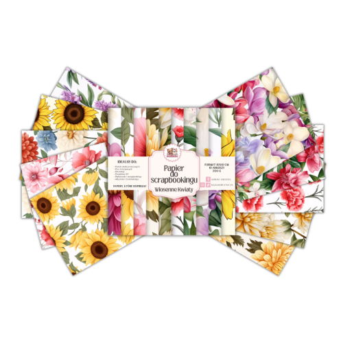 Papier do scrapbookingu 10x10 cm 200 g 10 wzorów Wiosenne Kwiaty MaDam Creative