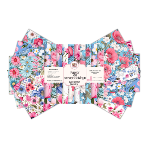 Papier do scrapbookingu 15x15 cm 200 g 10 wzorów Wiosenne kwiaty MaDam Creative