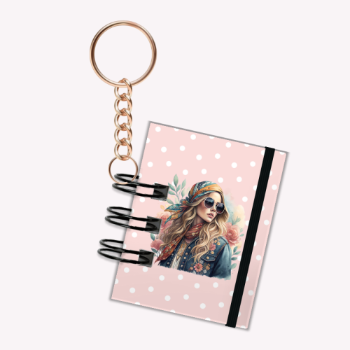 Breloczek mini notesik na gumkę Boho Nude 5x6 cm 50k gładki, MaDam Creative