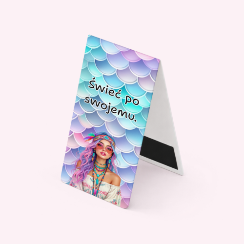 5906040458632_Zakładka magnetyczna Dziewczyna Boho Różowe Włosy do książek matowa MaDam Creative.png