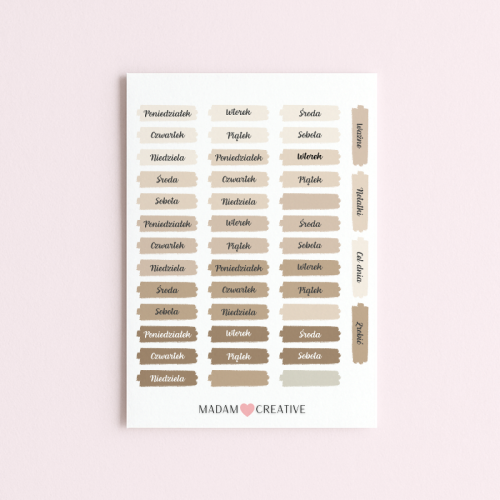 5906040463063_Naklejki do planera dni tygodnia Mocha Cream 13x18 , Bullet Journal MaDam Creative.png