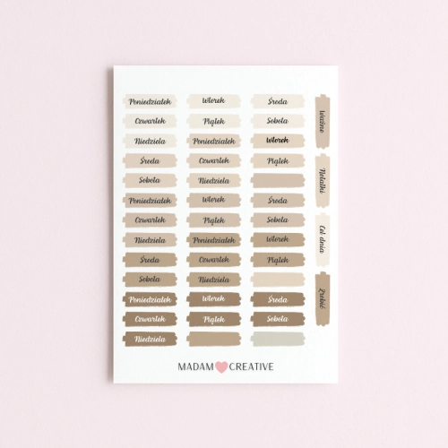 5906040463063_Naklejki do planera dni tygodnia Mocha Cream 13x18 , Bullet Journal MaDam Creative.png