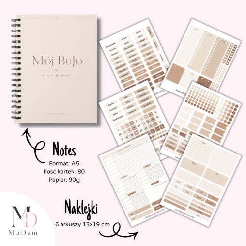 5906040463292 Zestaw Bullet Journal A5 Twój pierwszy BuJo Latte Minimal MaDam Creative (2).png