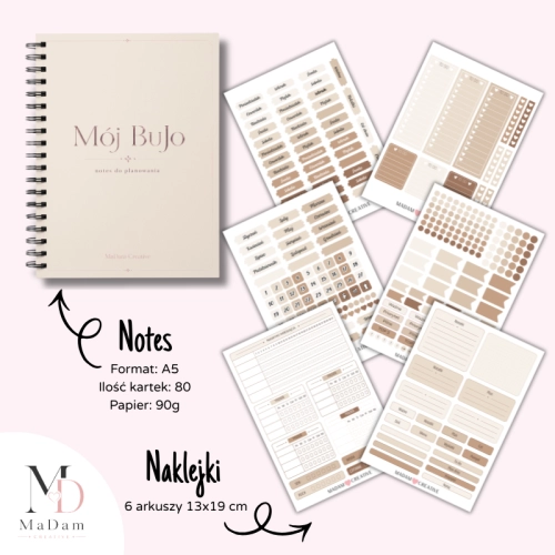 5906040463292 Zestaw Bullet Journal A5 Twój pierwszy BuJo Latte Minimal MaDam Creative (2).png