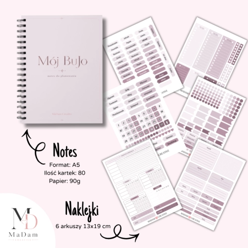 5906040463322 Zestaw Bullet Journal A5 Twój pierwszy BuJo Mauve Cocoa MaDam Creative (2).png