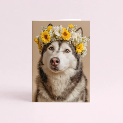 5906040460987 Kartka pies husky z kwiatami Dla Ciebie MaDam Creative (2).png