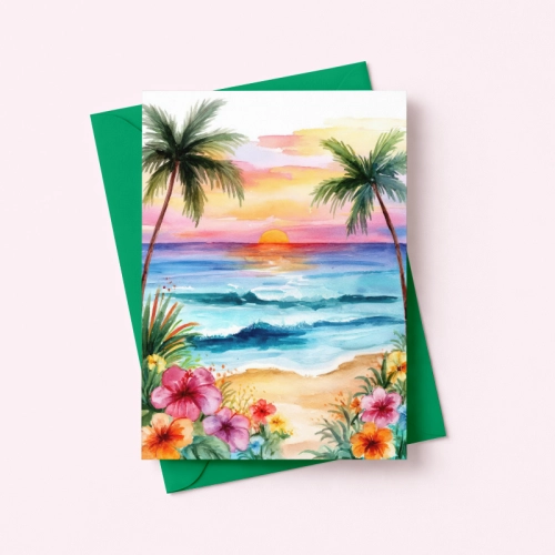 5906040461458 Kartka tropikalny zachód słońca plaża Dla Ciebie MaDam Creative.png