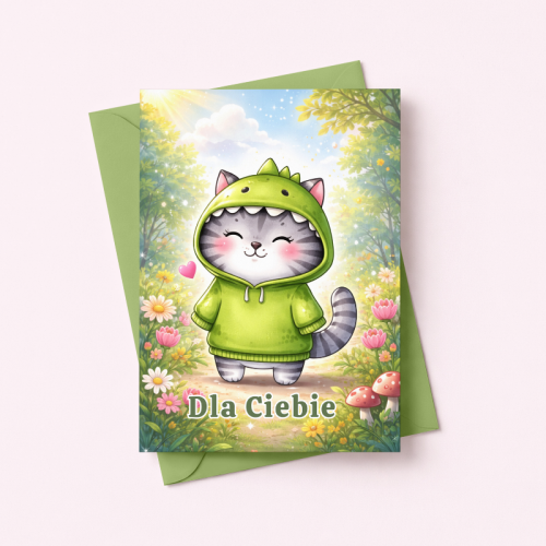 5906040459820 Kartka dla dziecka kot w bluzie dinozaura MaDam Creative.png