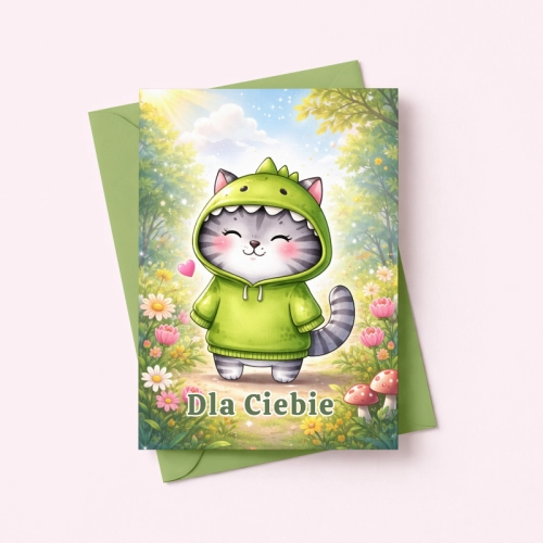5906040459820 Kartka dla dziecka kot w bluzie dinozaura MaDam Creative.png