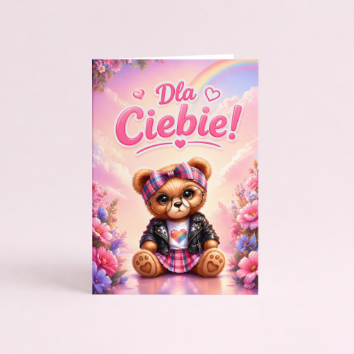 5906040460109 Kartka dla dziewczynki miś w czapce Dla Ciebie urodziny MaDam Creative (2).png