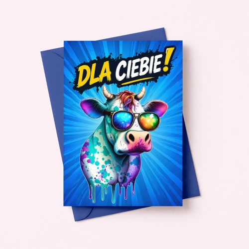 5906040460093 Kartka dla dziecka krowa w okularach Dla Ciebie MaDam Creative.png