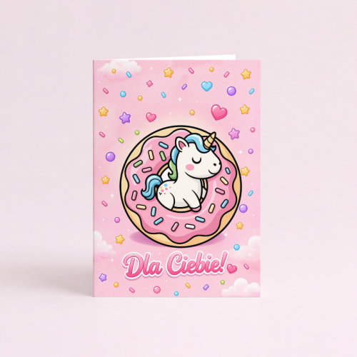 5906040459967 Kartka dla dziewczynki donut jednorożec Dla Ciebie urodziny MaDam Creative (2).png