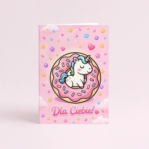 5906040459967 Kartka dla dziewczynki donut jednorożec Dla Ciebie urodziny MaDam Creative (2).png