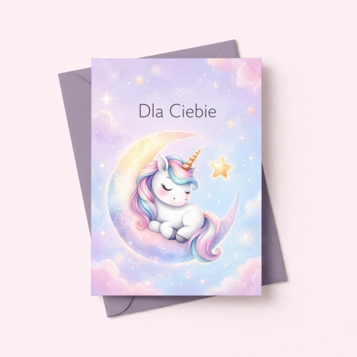 5906040459936 Kartka dla dziewczynki jednorożec na księżycu pastel Dla Ciebie MaDam Creative.png