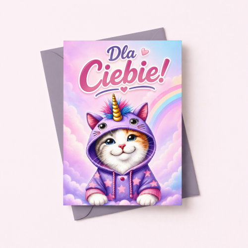 5906040459868 Kartka dla dziewczynki kot jednorożec pastel Dla Ciebie MaDam Creative.png