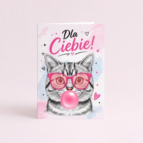 5906040459851 Kartka dla dziecka kot w okularach różowa Dla Ciebie MaDam Creative (2).png