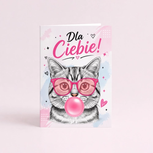 5906040459851 Kartka dla dziecka kot w okularach różowa Dla Ciebie MaDam Creative (2).png