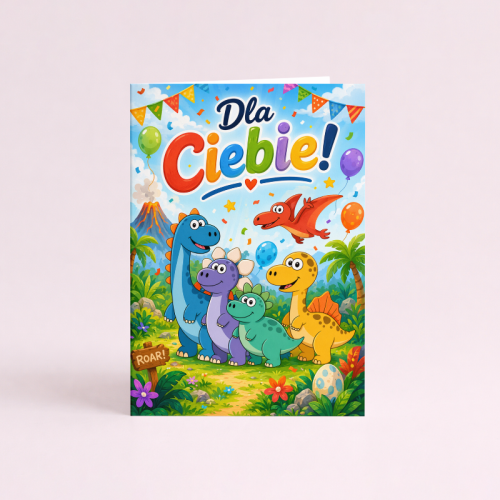 5906040459783 Kartka dla dziecka dinozaury kolorowe Dla Ciebie urodziny MaDam Creative (2).png