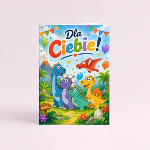 5906040459783 Kartka dla dziecka dinozaury kolorowe Dla Ciebie urodziny MaDam Creative (2).png