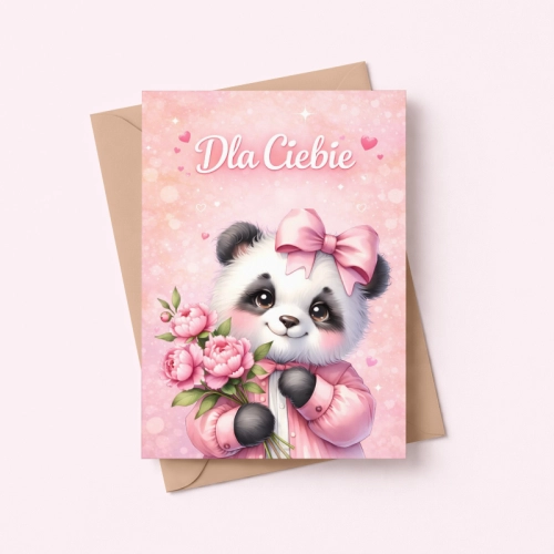 5906040459554 Kartka dla dziewczynki panda z kwiatami delikatna urodziny MaDam Creative.png