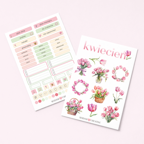 Naklejki do planera Kwiecień tulipany 2 arkusze 13x19 MaDam Creative.png