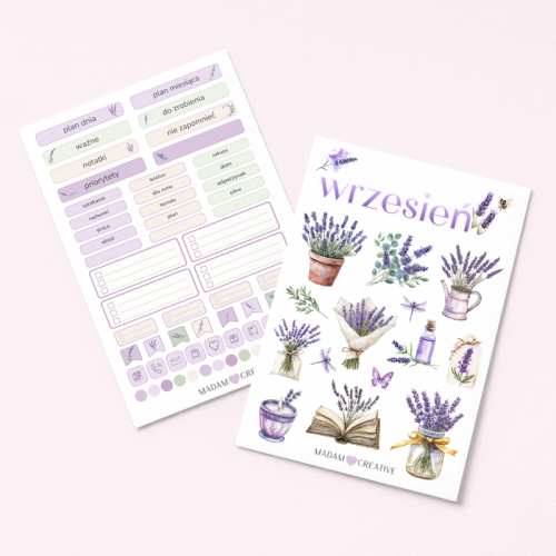 Naklejki do planera Wrzesień lawenda 2 arkusze 13x19 MaDam Creative.png