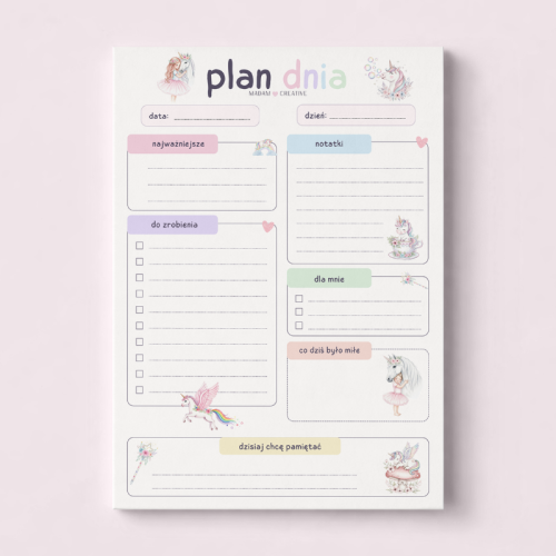 5906040463742_Plan dnia dla dzieci A5 bloczek do planowania 50 kartek Jednorożec MaDam Creative.png