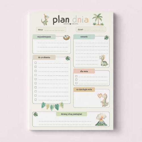 5906040463735_Plan dnia dla dzieci A5 bloczek do planowania 50 kartek Dinozaur MaDam Creative.png