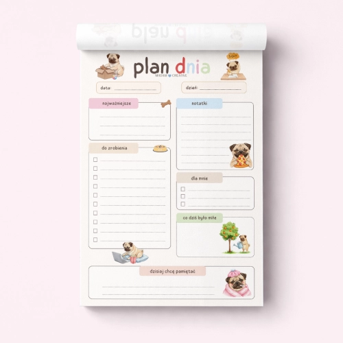 5906040463834_Plan dnia dla dzieci A5 bloczek do planowania 50 kartek Piesek Mops MaDam Creative (2).png