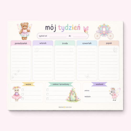 5906040463971_Planer tygodniowy dla dzieci A4 52 kartki Zwierzątka dobre wróżki MaDam Creative.png