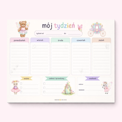 5906040463971_Planer tygodniowy dla dzieci A4 52 kartki Zwierzątka dobre wróżki MaDam Creative.png