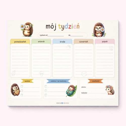 5906040463995_Planer tygodniowy dla dzieci A4 52 kartki Jeż MaDam Creative.png