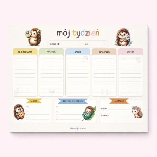 5906040463995_Planer tygodniowy dla dzieci A4 52 kartki Jeż MaDam Creative.png