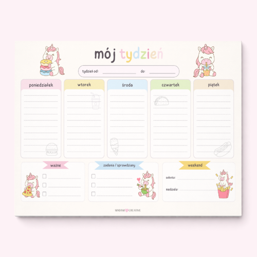 5906040464008_Planer tygodniowy dla dzieci A4 52 kartki Jednorożec kawaii  MaDam Creative.png