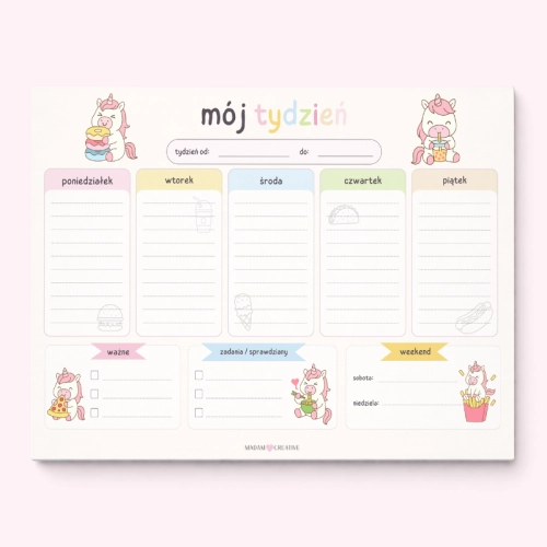 5906040464008_Planer tygodniowy dla dzieci A4 52 kartki Jednorożec kawaii  MaDam Creative.png