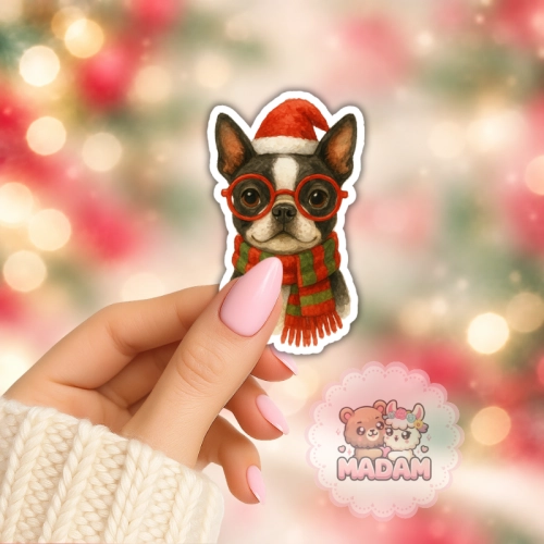 5906040472935_Naklejka foliowa Świąteczny boston terrier w okularach MaDam Creative (2).png