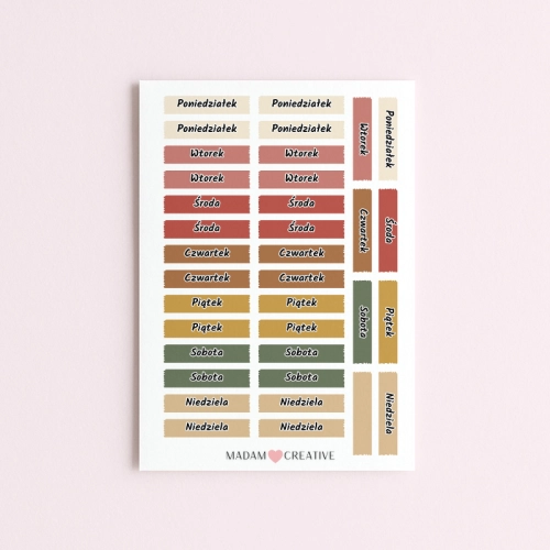 Naklejki do planera Dni Tygodnia – Świąteczny Mix 13x19 , Bullet Journal MaDam Creative