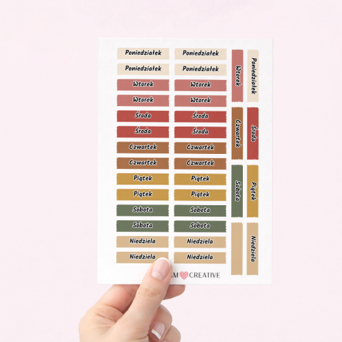 Naklejki do planera Dni Tygodnia – Świąteczny Mix 13x19 , Bullet Journal MaDam Creative