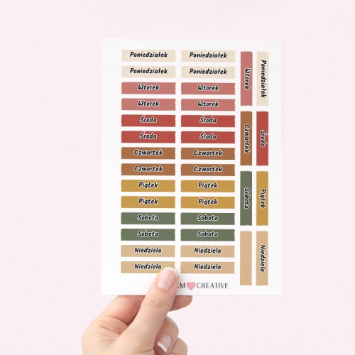 Naklejki do planera Dni Tygodnia – Świąteczny Mix 13x19 , Bullet Journal MaDam Creative