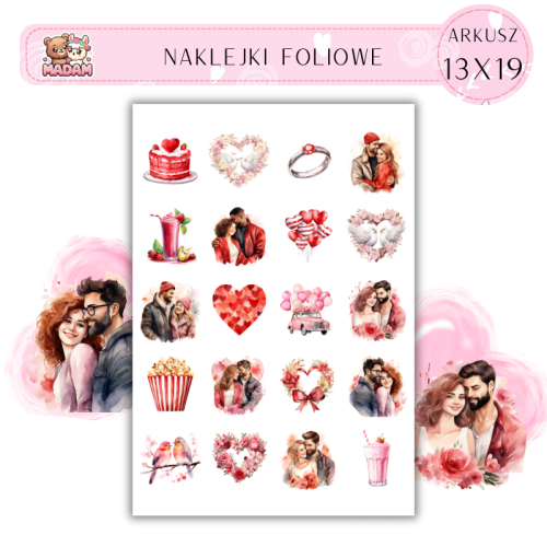 Naklejki Foliowe 13x19 Walentynkowe Inspiracje Miłość Madam Creative